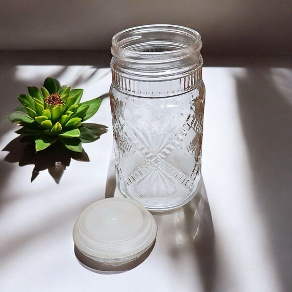 Jar Vintage Anchor Hocking Embossed Canister w/ Lid Jelly Spices Coffee Storage - Picture 7 of 7